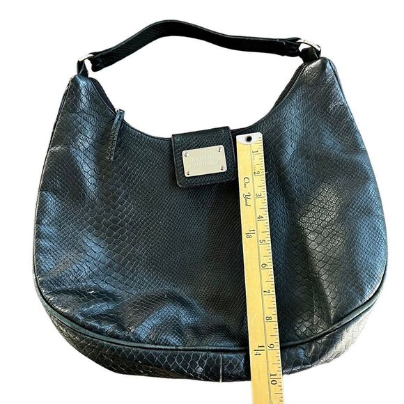 ARMANI EXCHANGE black leather shoulder/hobo bag snakeskin embossed. EUC - Picture 6 of 16